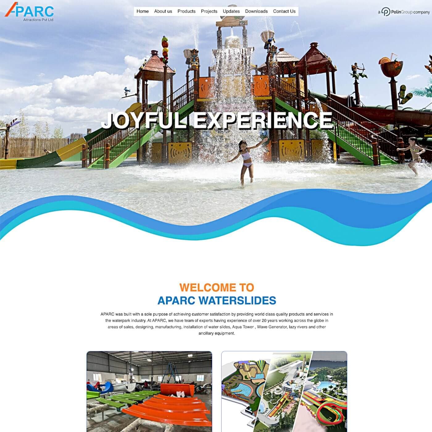 APARC Waterslides website homepage